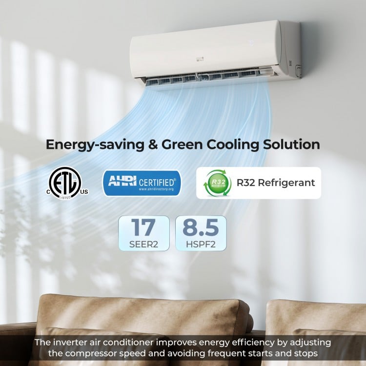 EchoCool Series 17000 BTU 208/230V Mini Split Air Conditioner and Heater Pump System