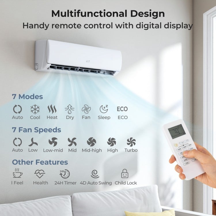 EchoCool Series 17000 BTU 208/230V Mini Split Air Conditioner and Heater Pump System