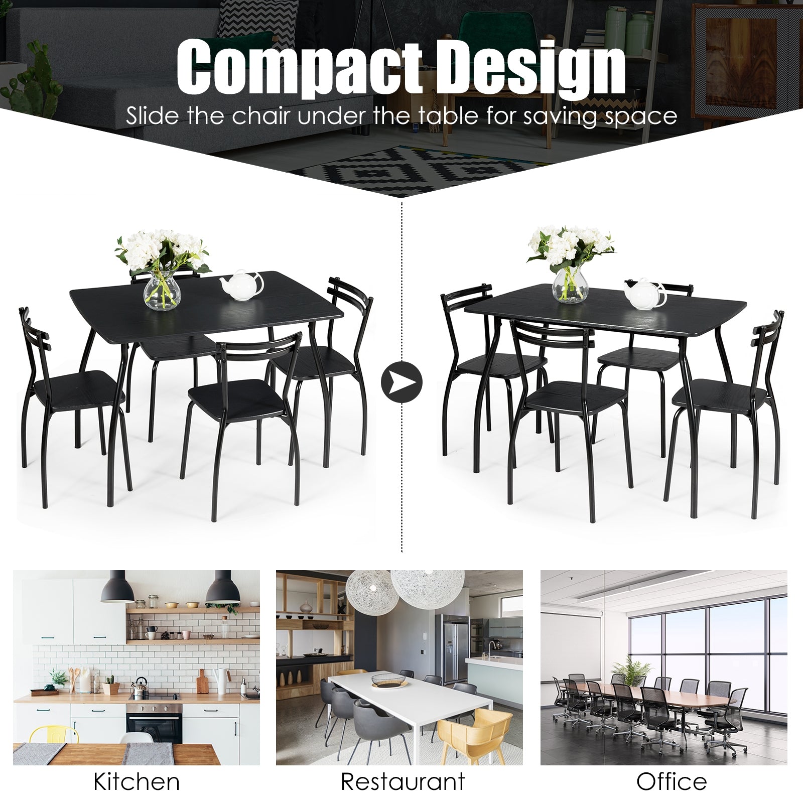5 Pieces Dining Table Set with 4 ChairsÂ
