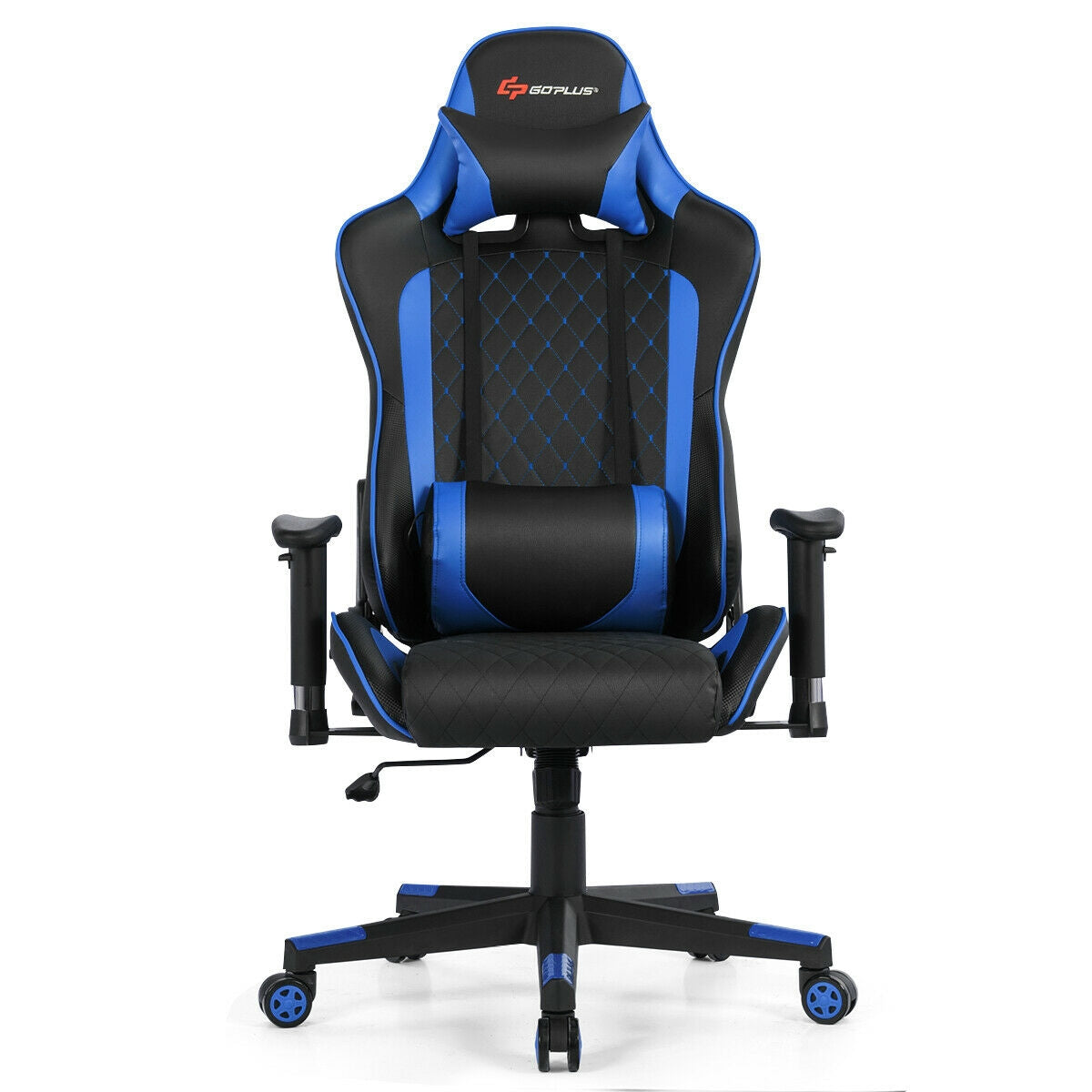 Massage Gaming Chair with Lumbar Support and Headrest-BlueÂ