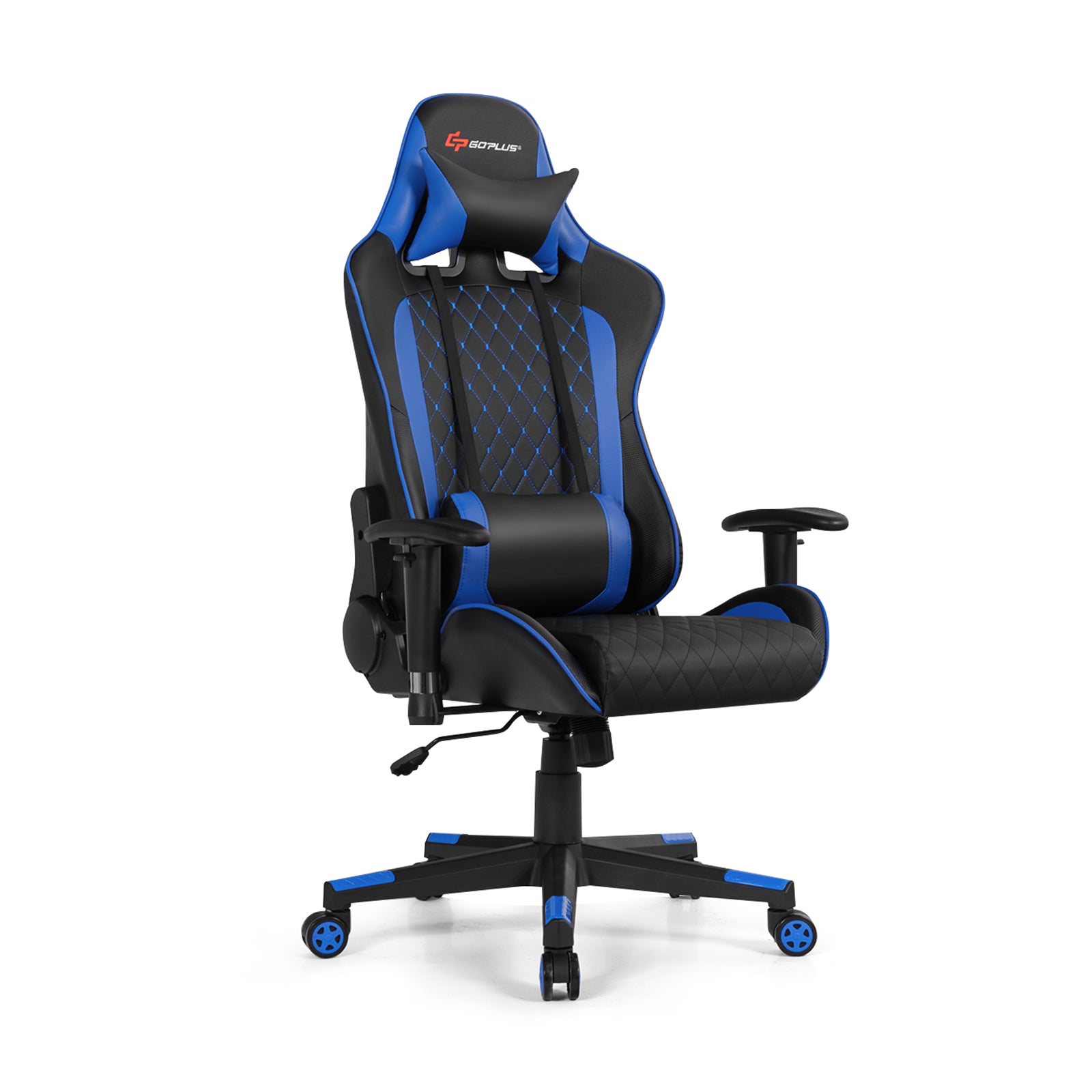 Massage Gaming Chair with Lumbar Support and Headrest-BlueÂ