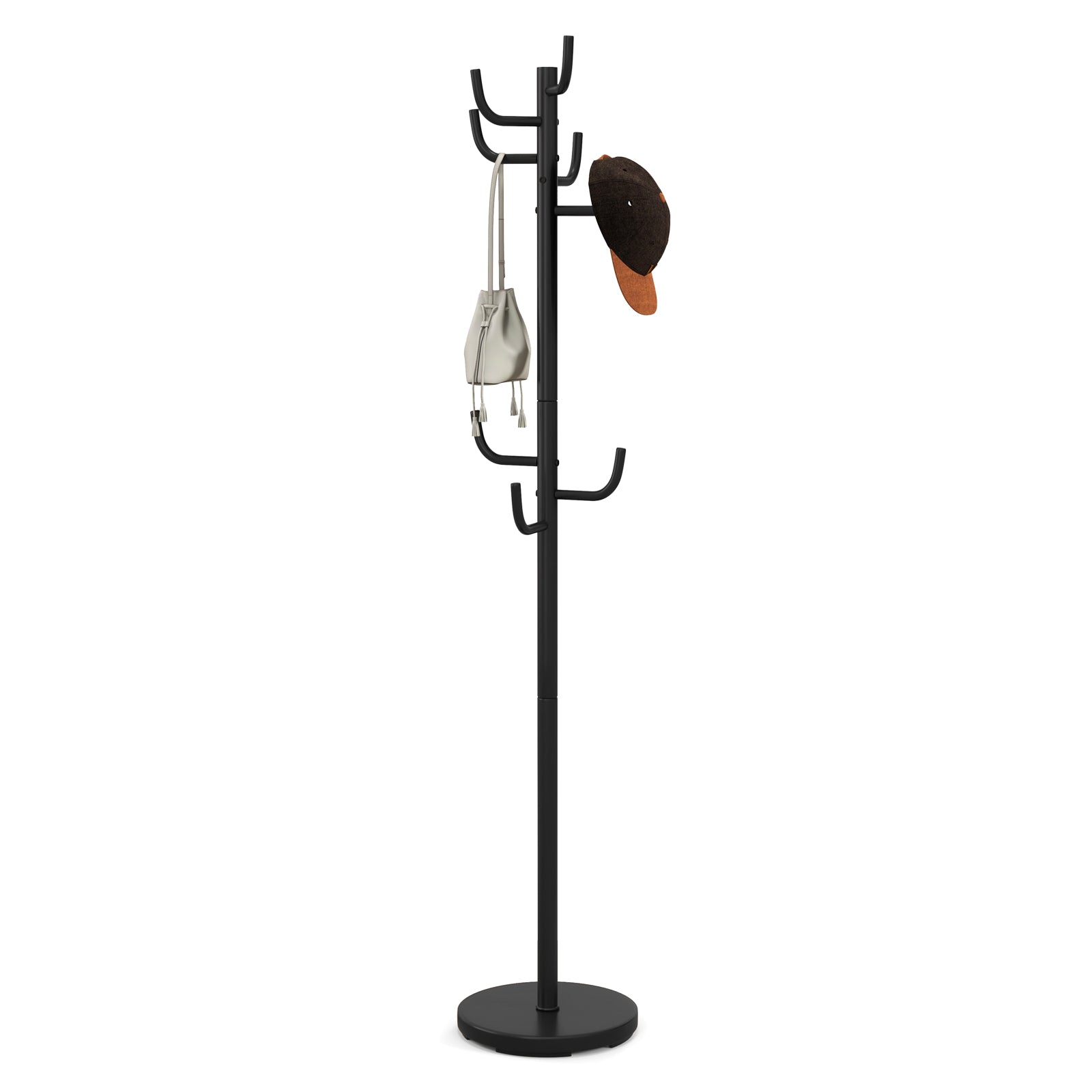 Metal Coat Rack Stand with 8 Sturdy Hooks and Metal BaseÂ