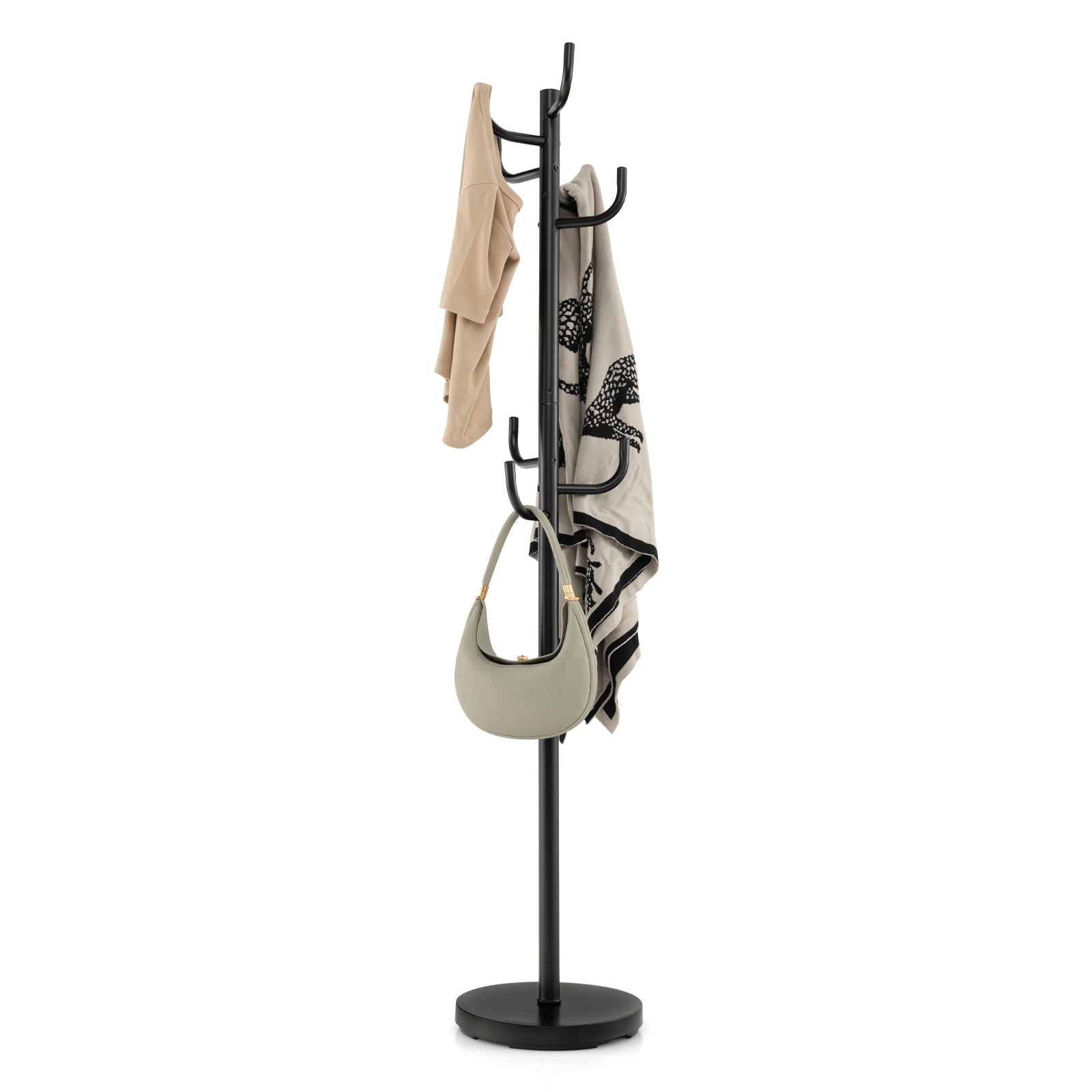 Metal Coat Rack Stand with 8 Sturdy Hooks and Metal BaseÂ