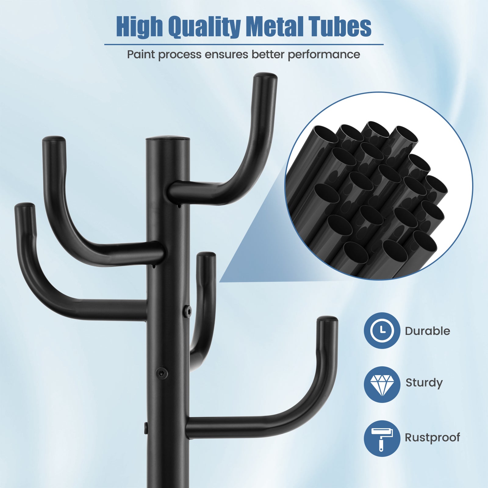 Metal Coat Rack Stand with 8 Sturdy Hooks and Metal BaseÂ