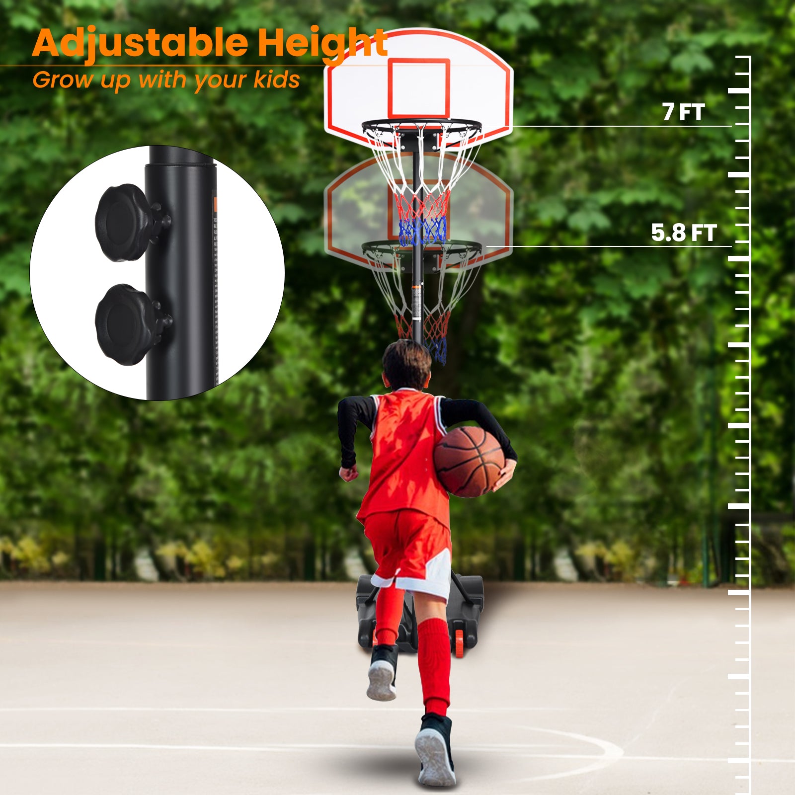 Adjustable Basketball Hoop System Stand with WheelsÂ