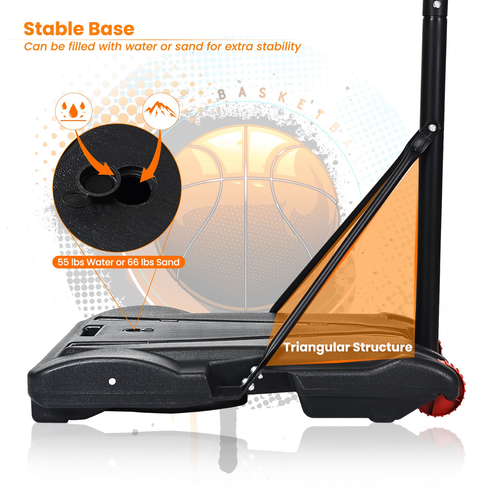 Adjustable Basketball Hoop System Stand with WheelsÂ