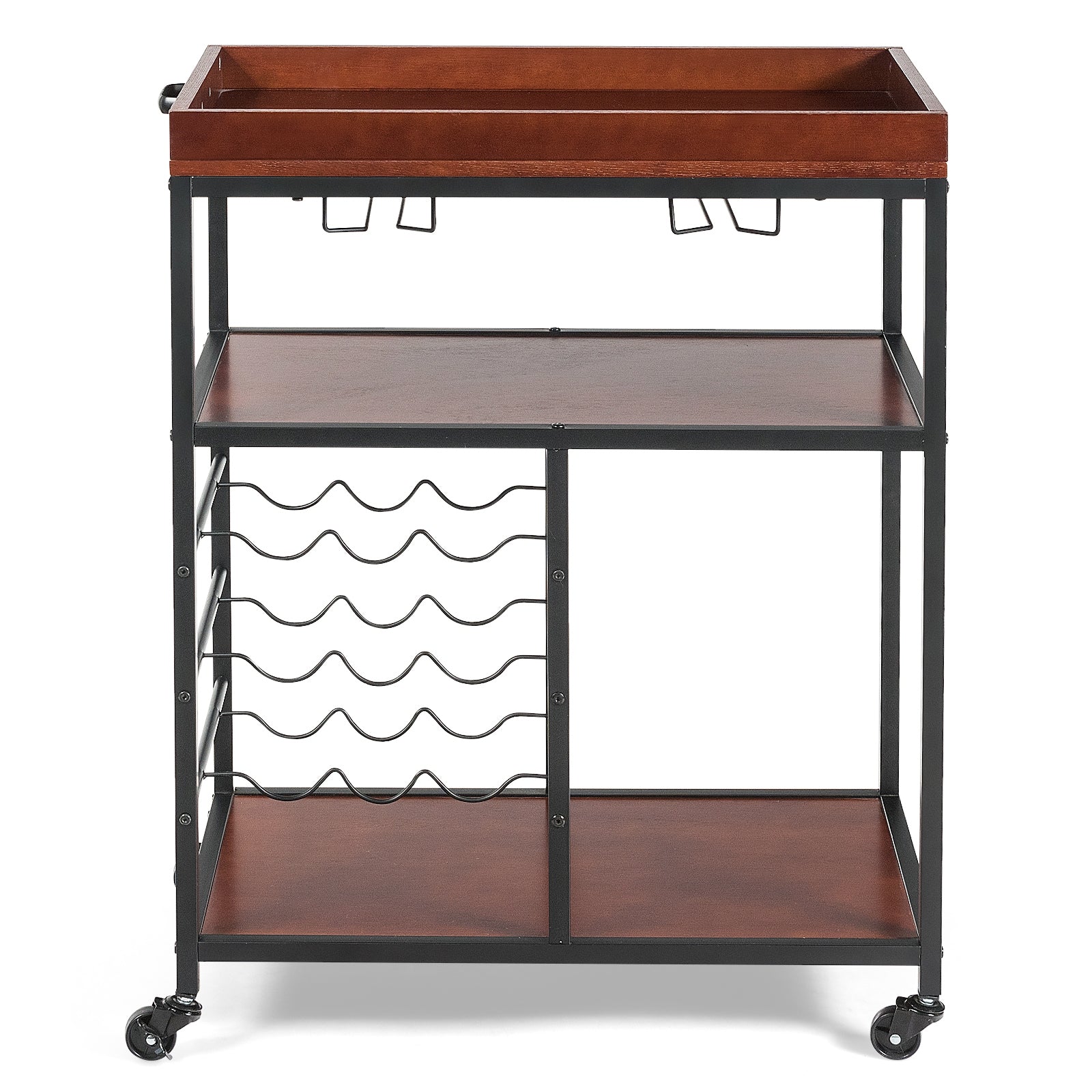 3 Tiers Storage Bar Serving Cart with Wine RackÂ