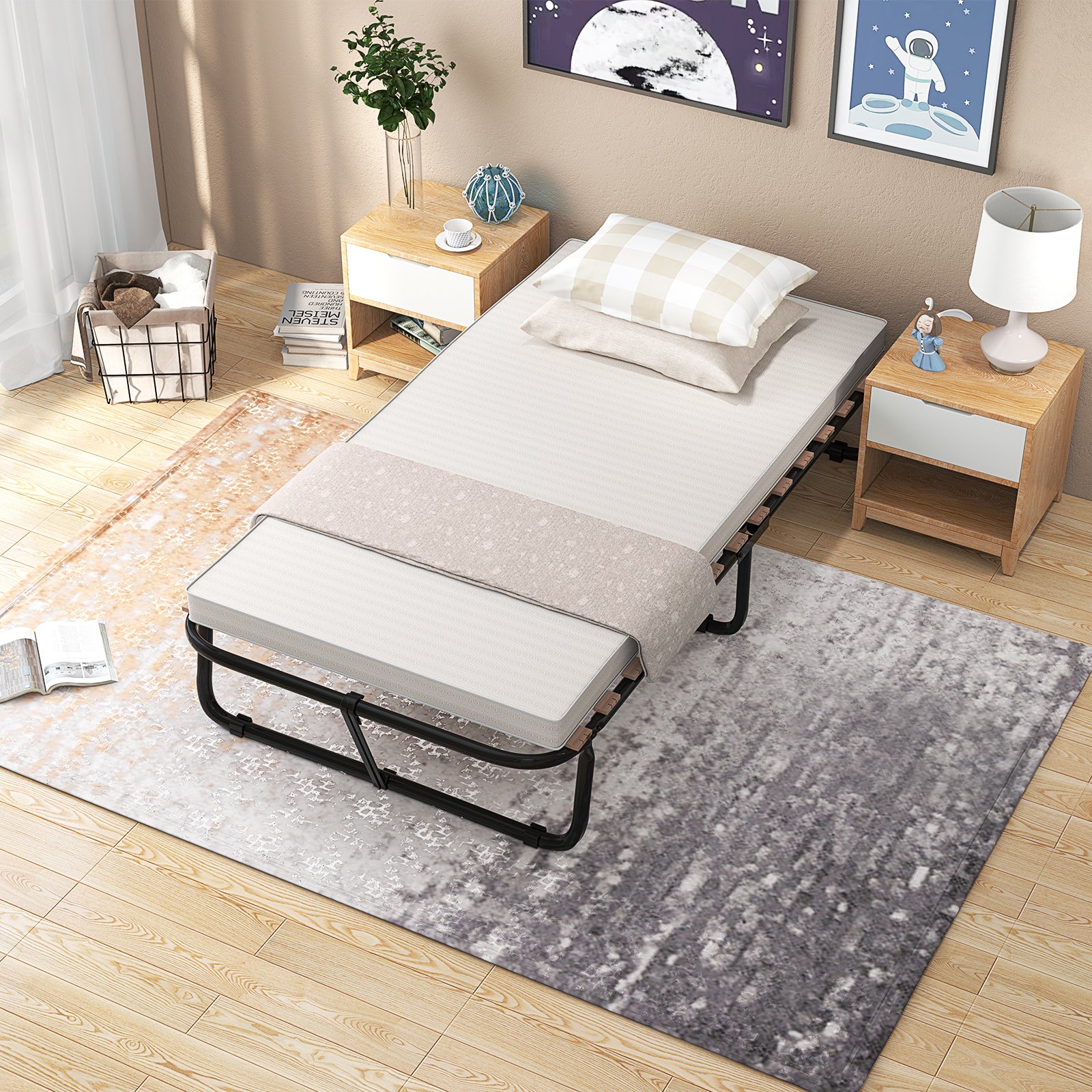 Twin Size Folding Guest Bed with Memory Foam Mattress Made in ItalyÂ