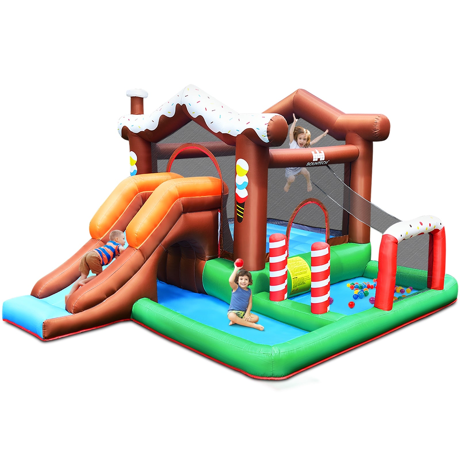 Kids Inflatable Bounce House Jumping Castle Slide Climber Bouncer Without BlowerÂ
