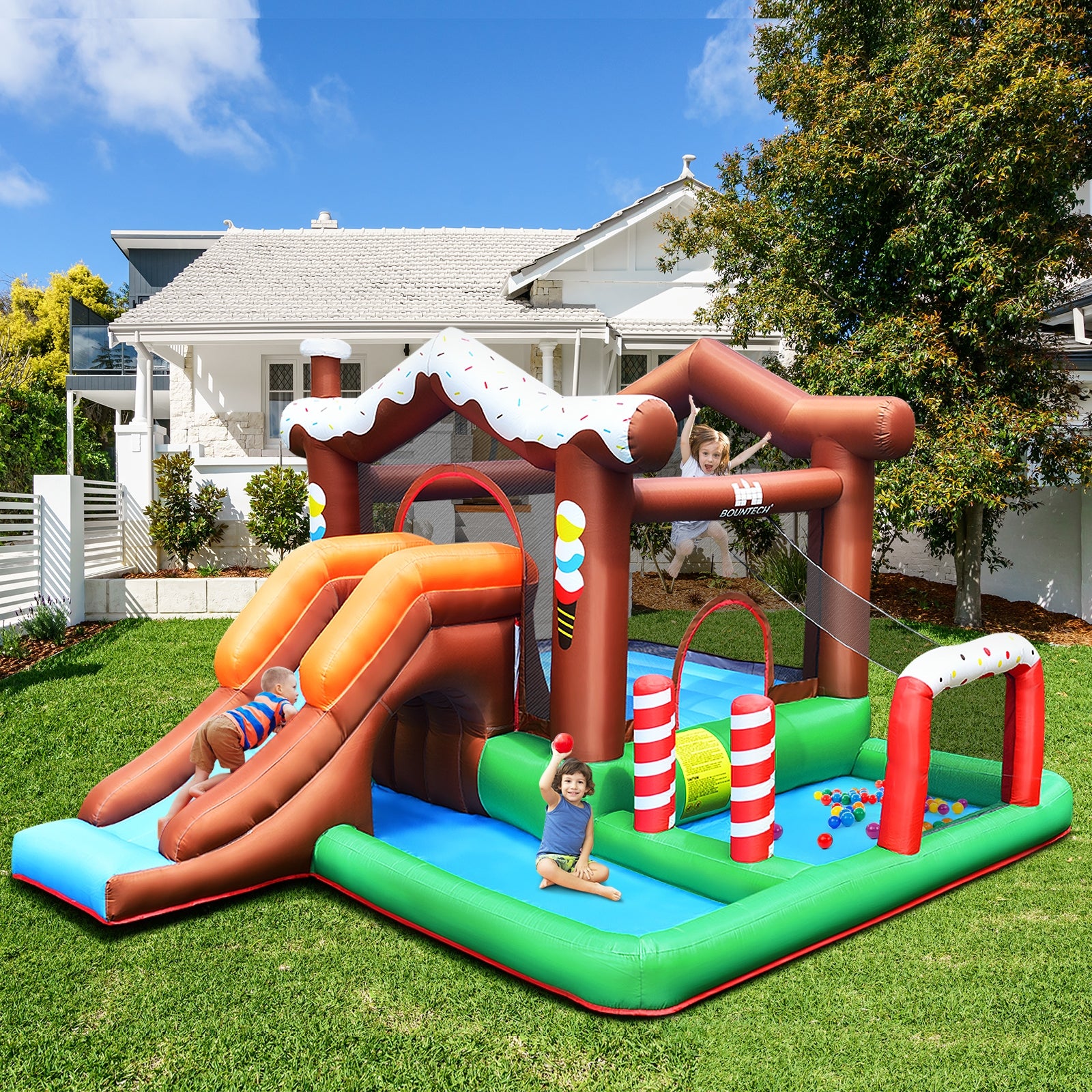 Kids Inflatable Bounce House Jumping Castle Slide Climber Bouncer Without BlowerÂ
