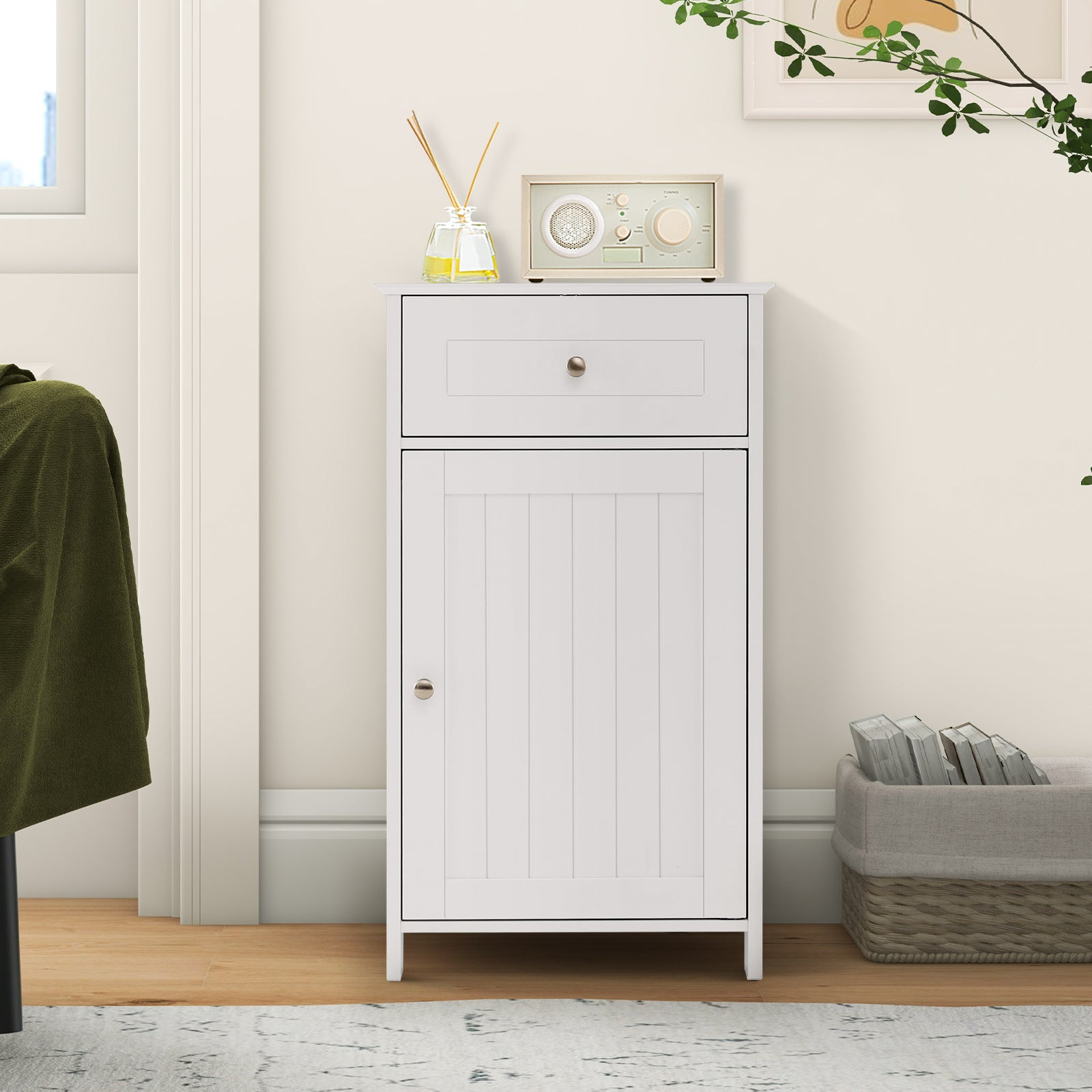 Single Door Bathroom Cabinet with Adjustable Shelf and DrawerÂ