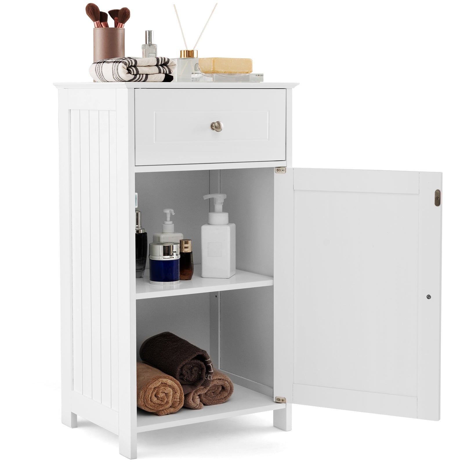 Single Door Bathroom Cabinet with Adjustable Shelf and DrawerÂ
