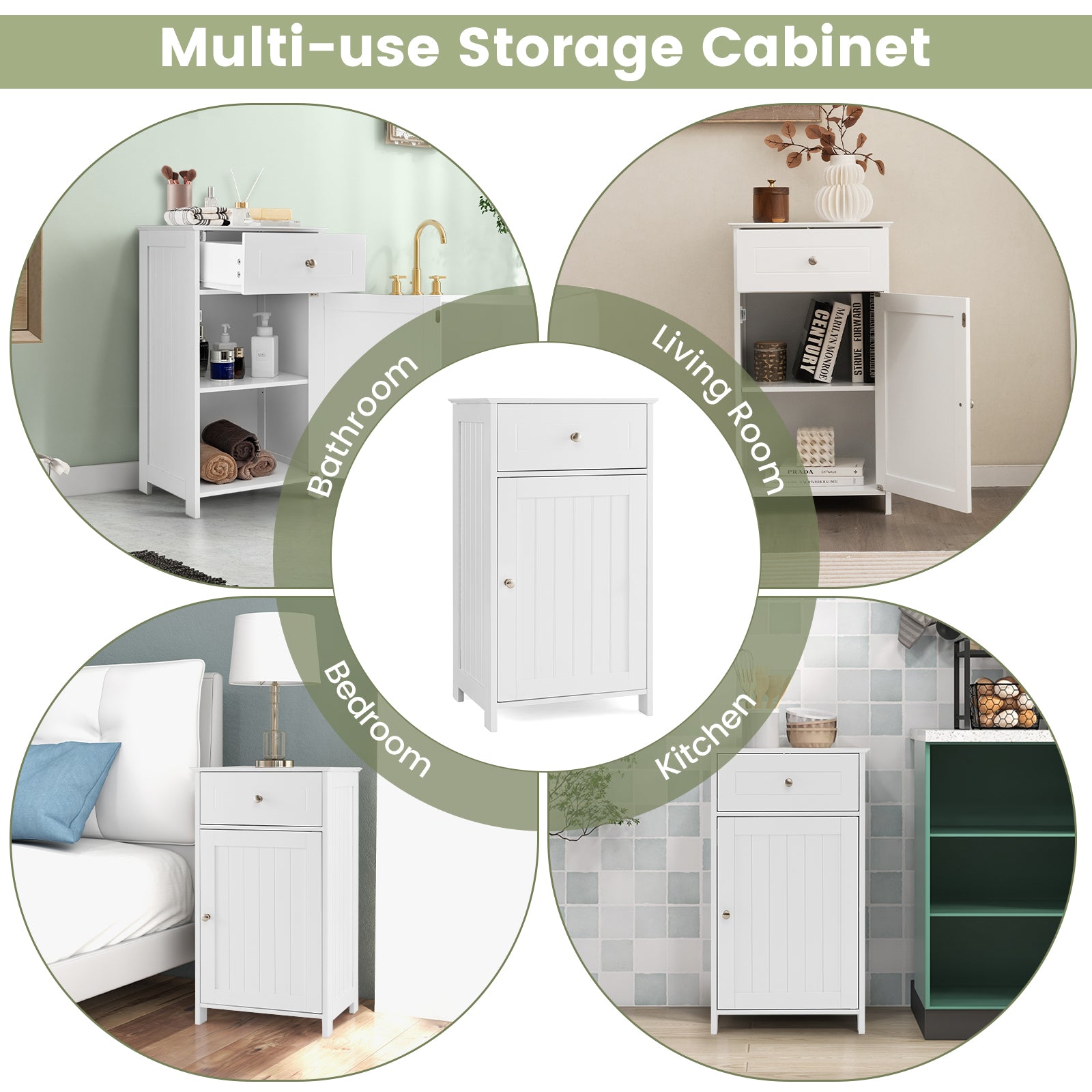 Single Door Bathroom Cabinet with Adjustable Shelf and DrawerÂ