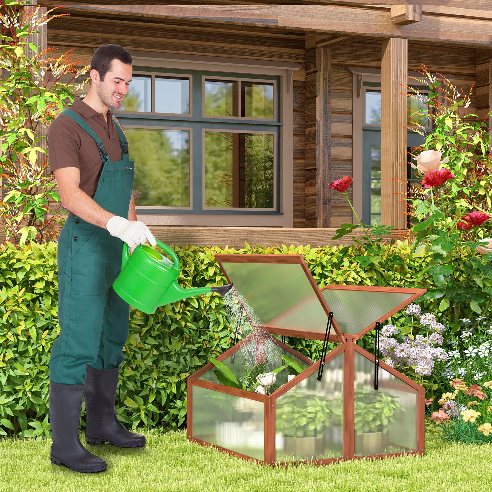 Double Box Garden Wooden GreenhouseÂ