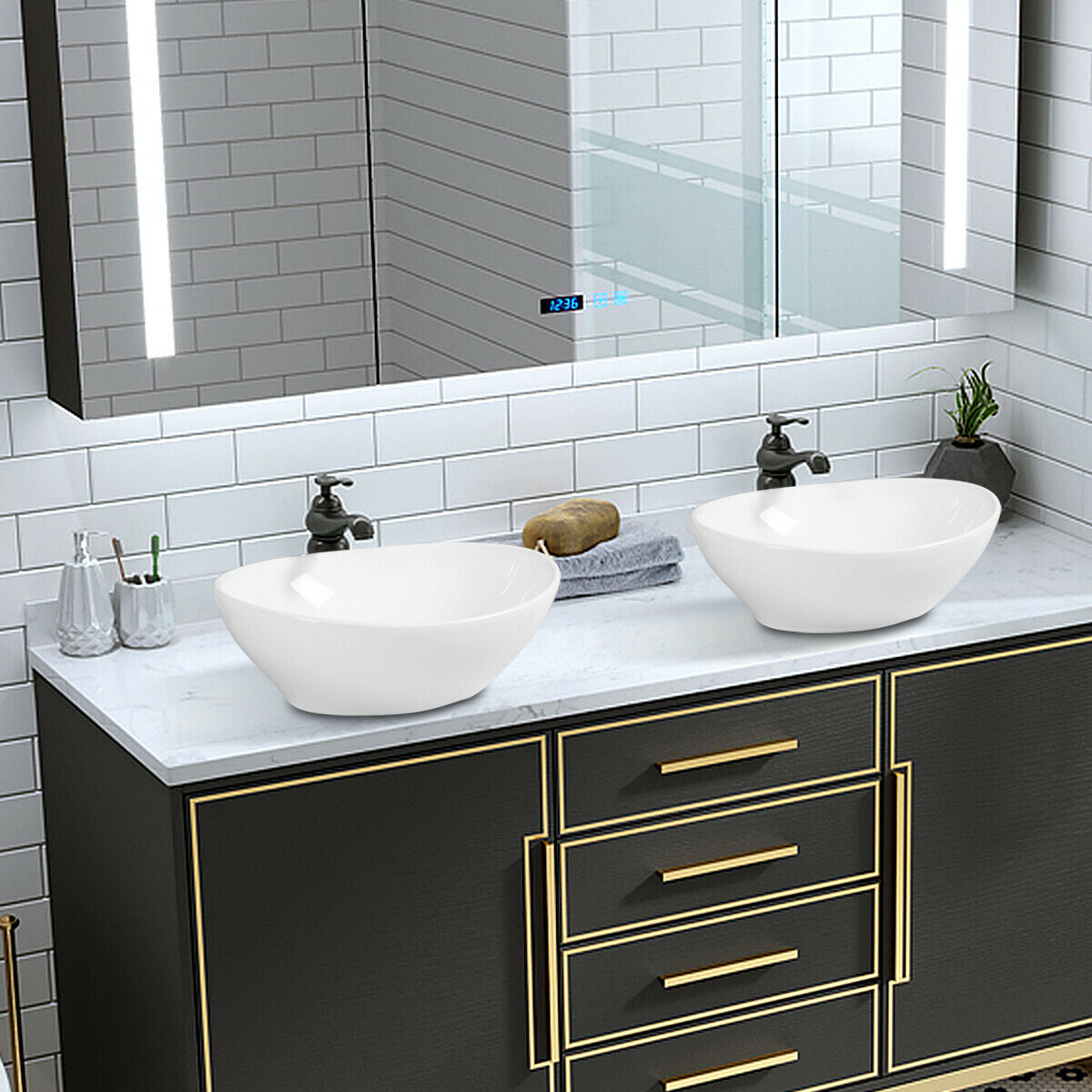 Oval Bathroom Basin Ceramic Vessel SinkÂ