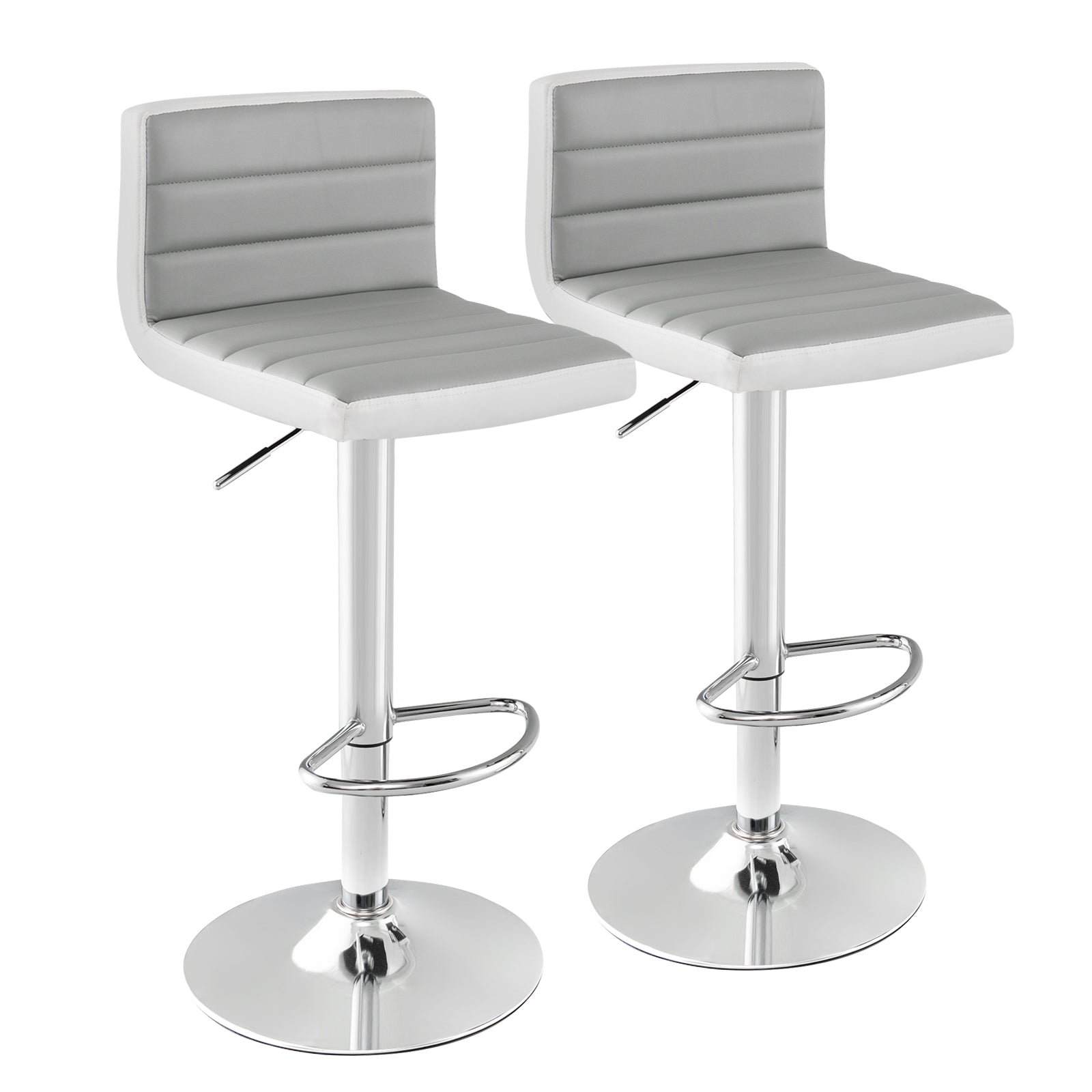 Set of 2 Adjustable Heights Barstool with PU LeatherÂ