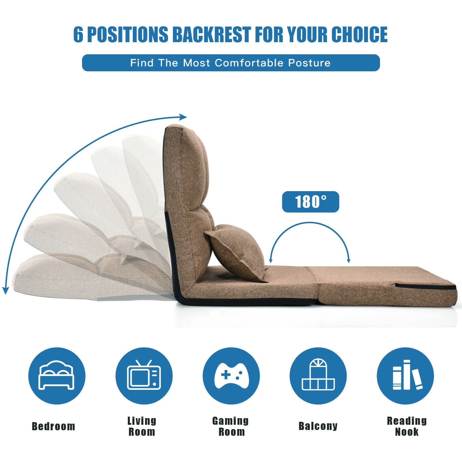 Fold Down Flip Convertible Sleeper Couch with Pillow-BrownÂ