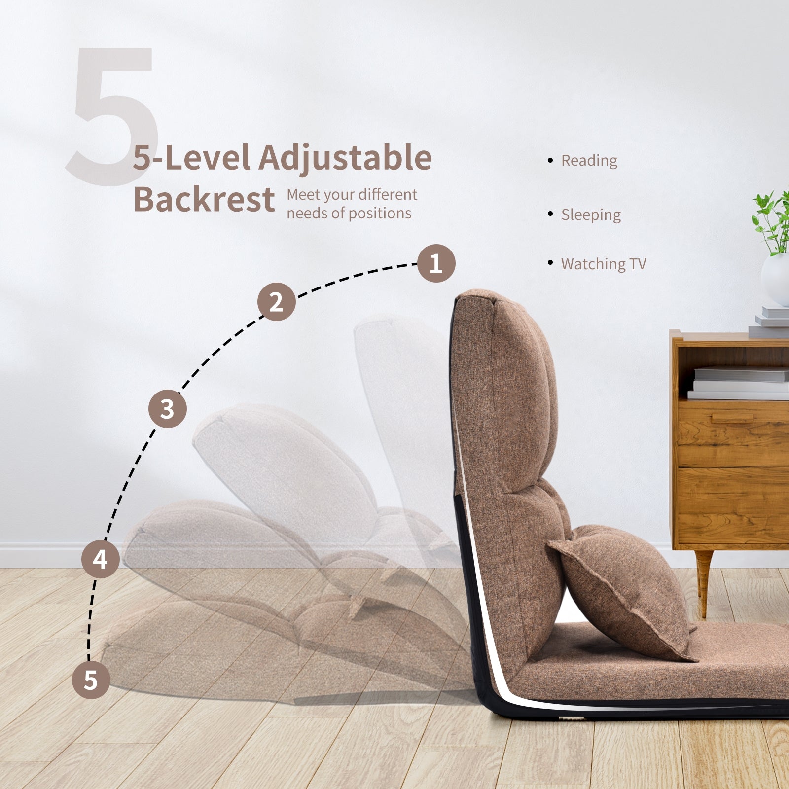Fold Down Flip Convertible Sleeper Couch with Pillow-BrownÂ