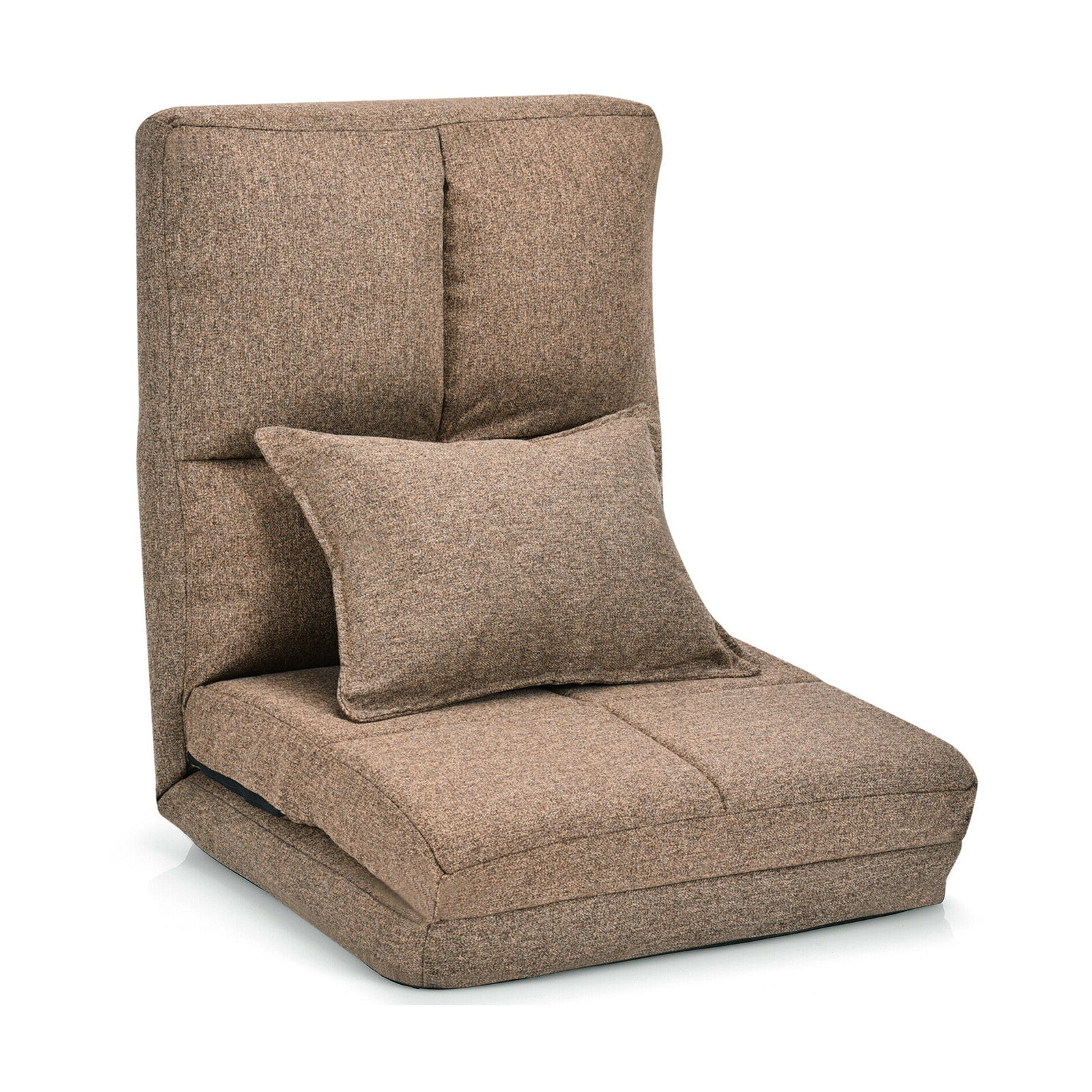 Fold Down Flip Convertible Sleeper Couch with Pillow-BrownÂ