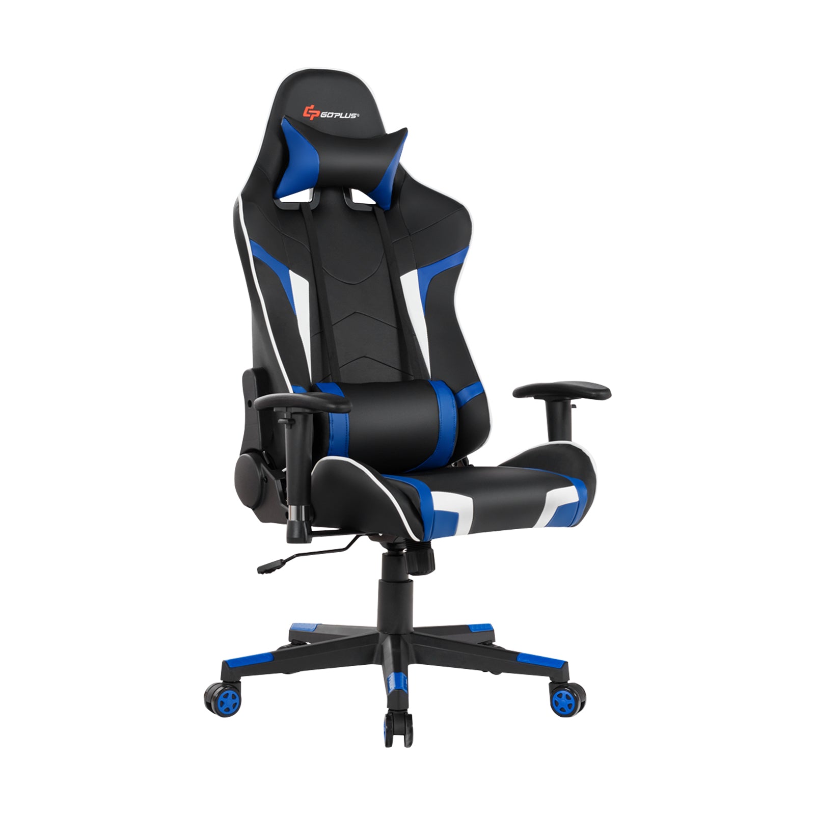 Reclining Swivel Massage Gaming Chair with Lumbar Support-BlueÂ