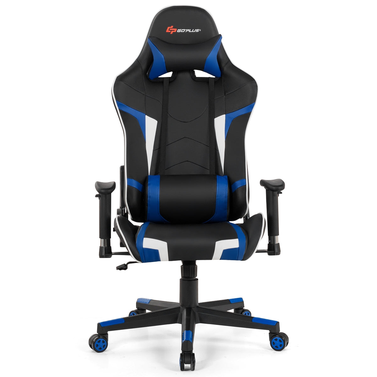 Reclining Swivel Massage Gaming Chair with Lumbar Support-BlueÂ