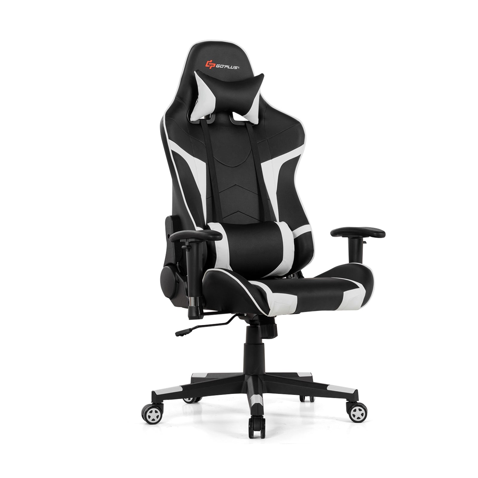 Reclining Swivel Massage Gaming Chair with Lumbar Support-WhiteÂ