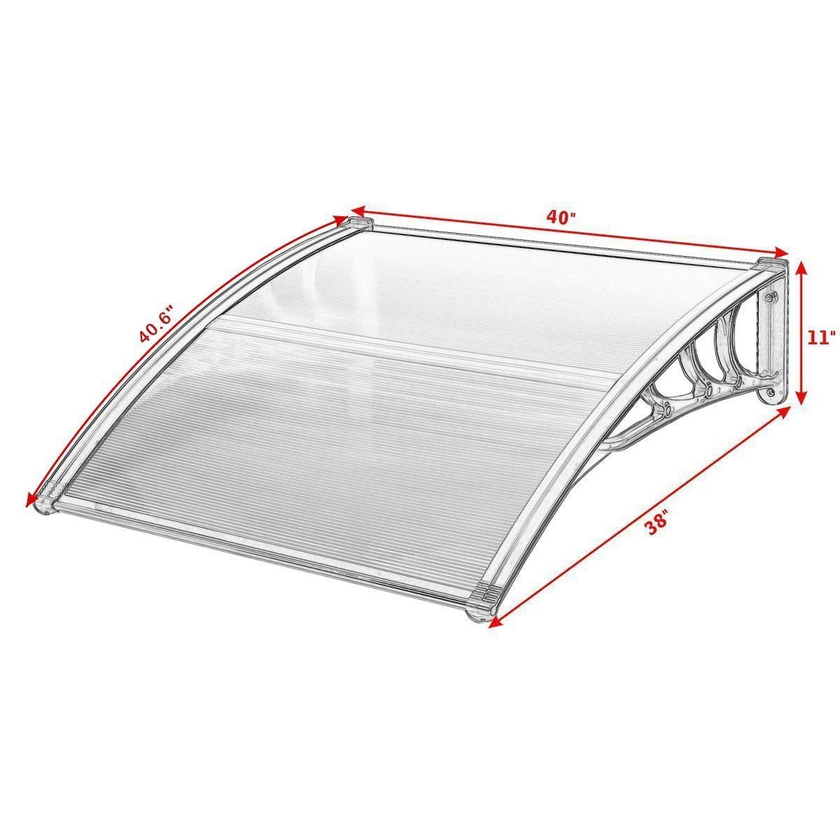 40 x 40 Inch Outdoor Polycarbonate Front Door Window Awning Canopy-BrownÂ