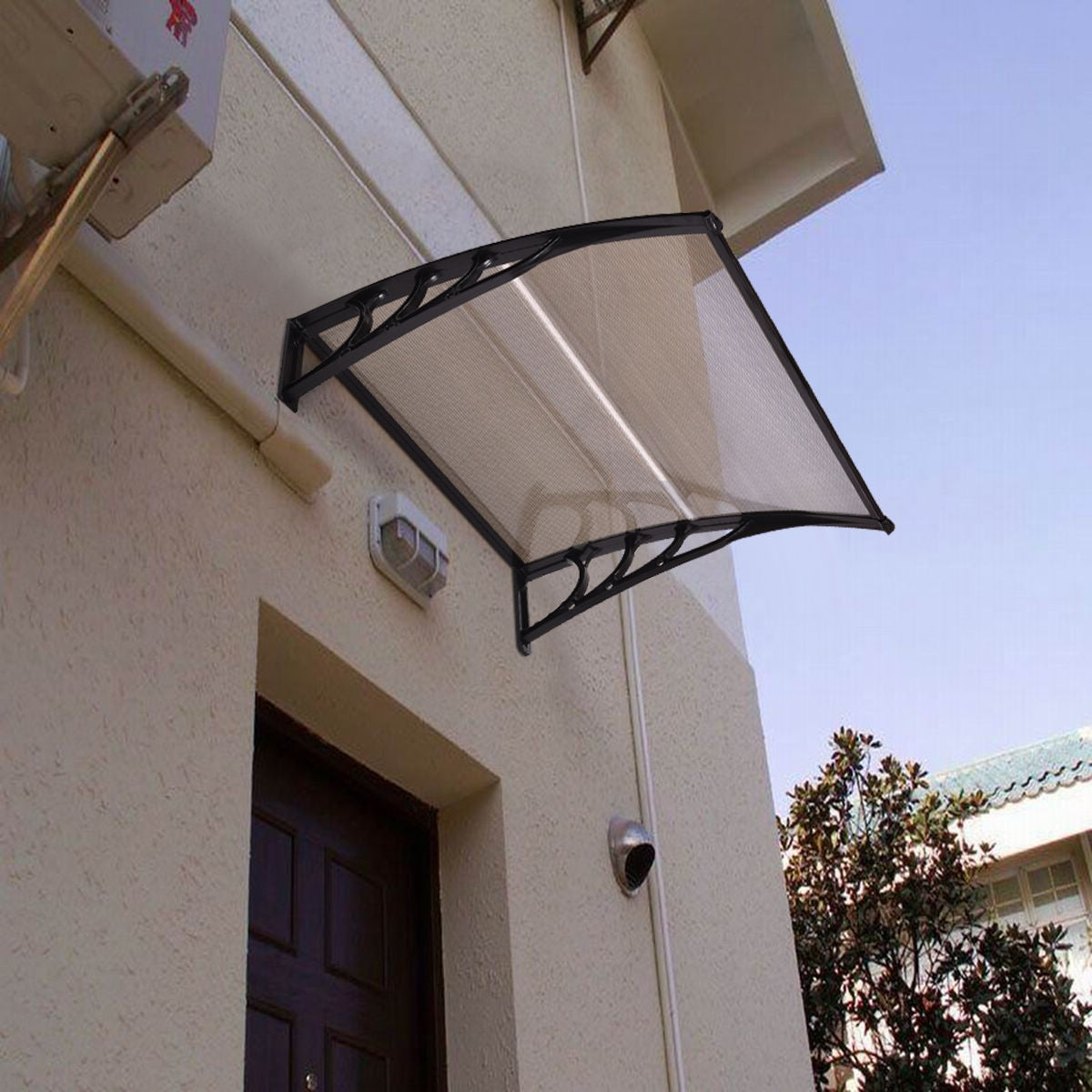 40 x 40 Inch Outdoor Polycarbonate Front Door Window Awning Canopy-BrownÂ