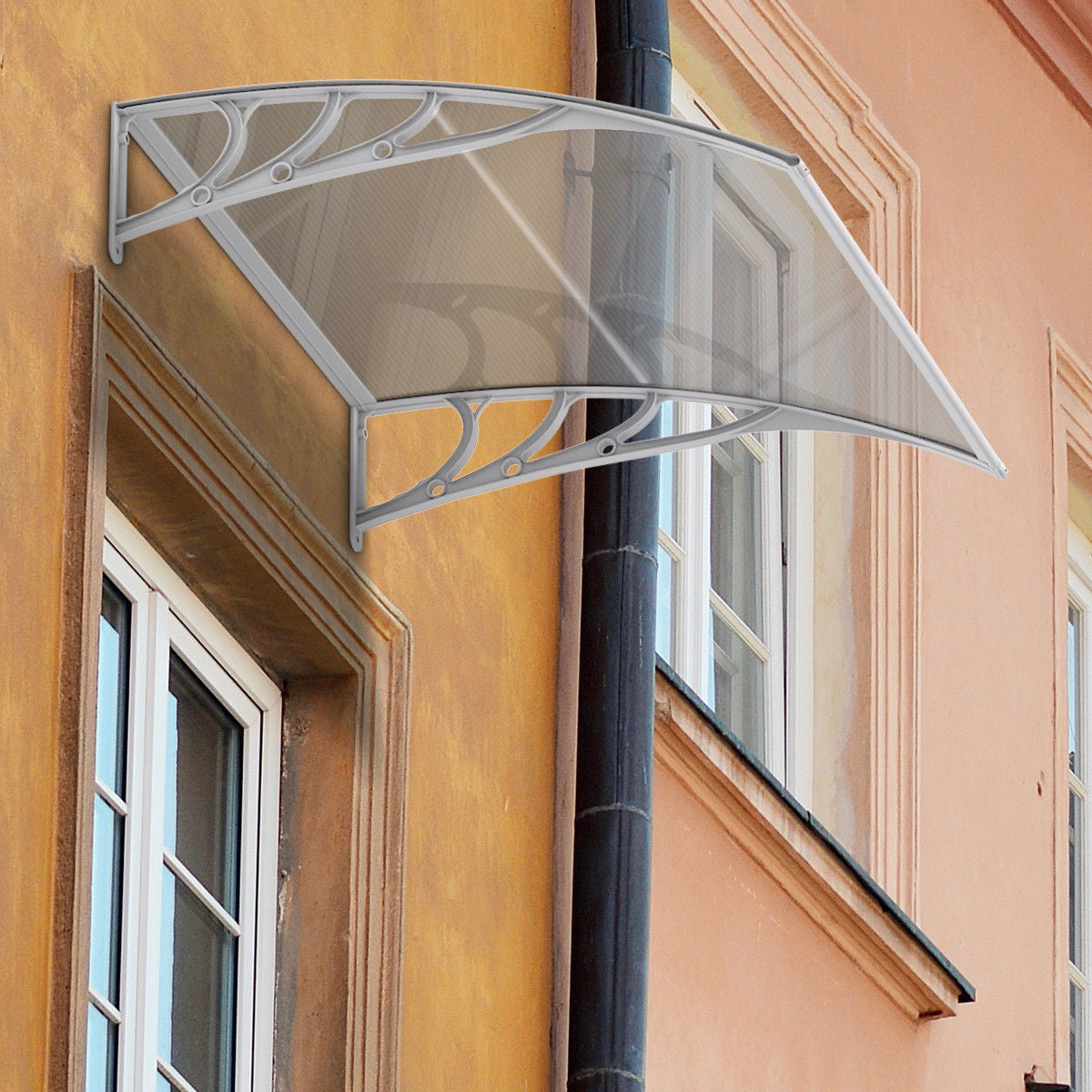 40 x 40 Inch Outdoor Polycarbonate Front Door Window Awning Canopy-GrayÂ