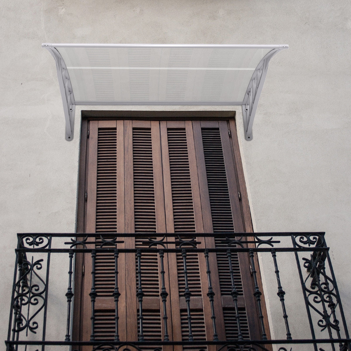 40 x 40 Inch Outdoor Polycarbonate Front Door Window Awning Canopy-GrayÂ