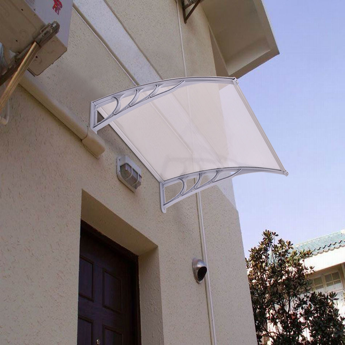 40 x 40 Inch Outdoor Polycarbonate Front Door Window Awning Canopy-GrayÂ