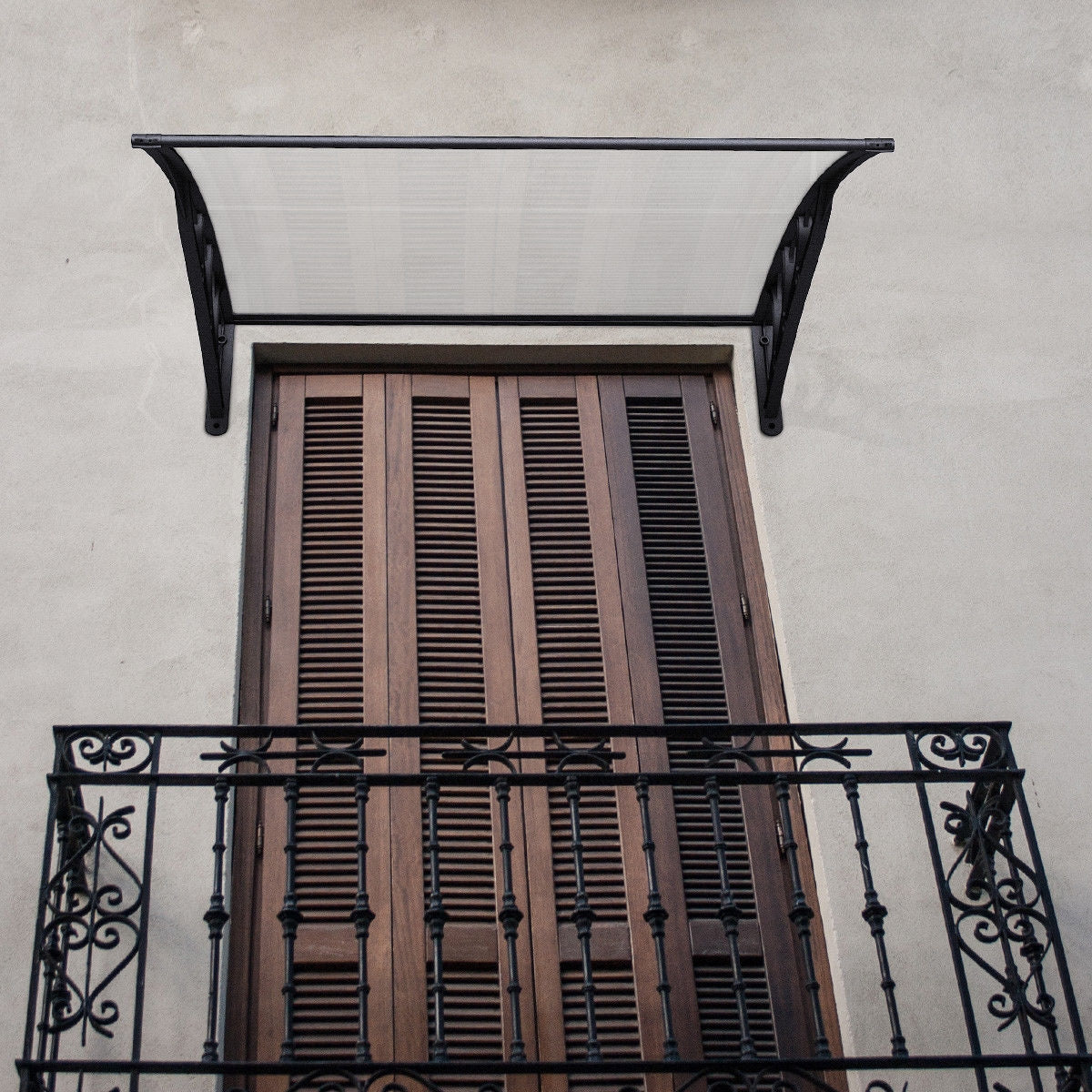 40 x 40 Inch Outdoor Polycarbonate Front Door Window Awning Canopy-BlackÂ