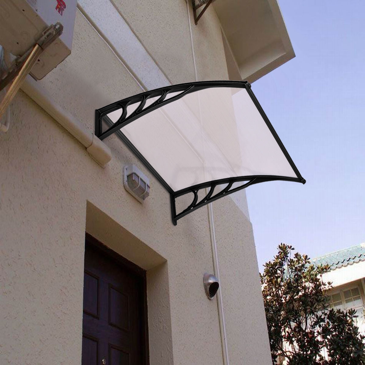40 x 40 Inch Outdoor Polycarbonate Front Door Window Awning Canopy-BlackÂ