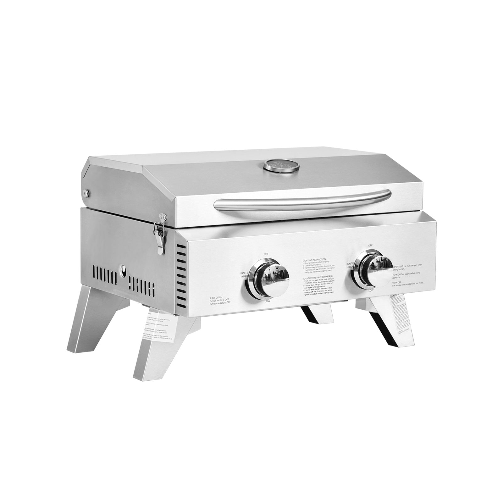 2 Burner Portable Stainless Steel BBQ Table Top Grill for OutdoorsÂ