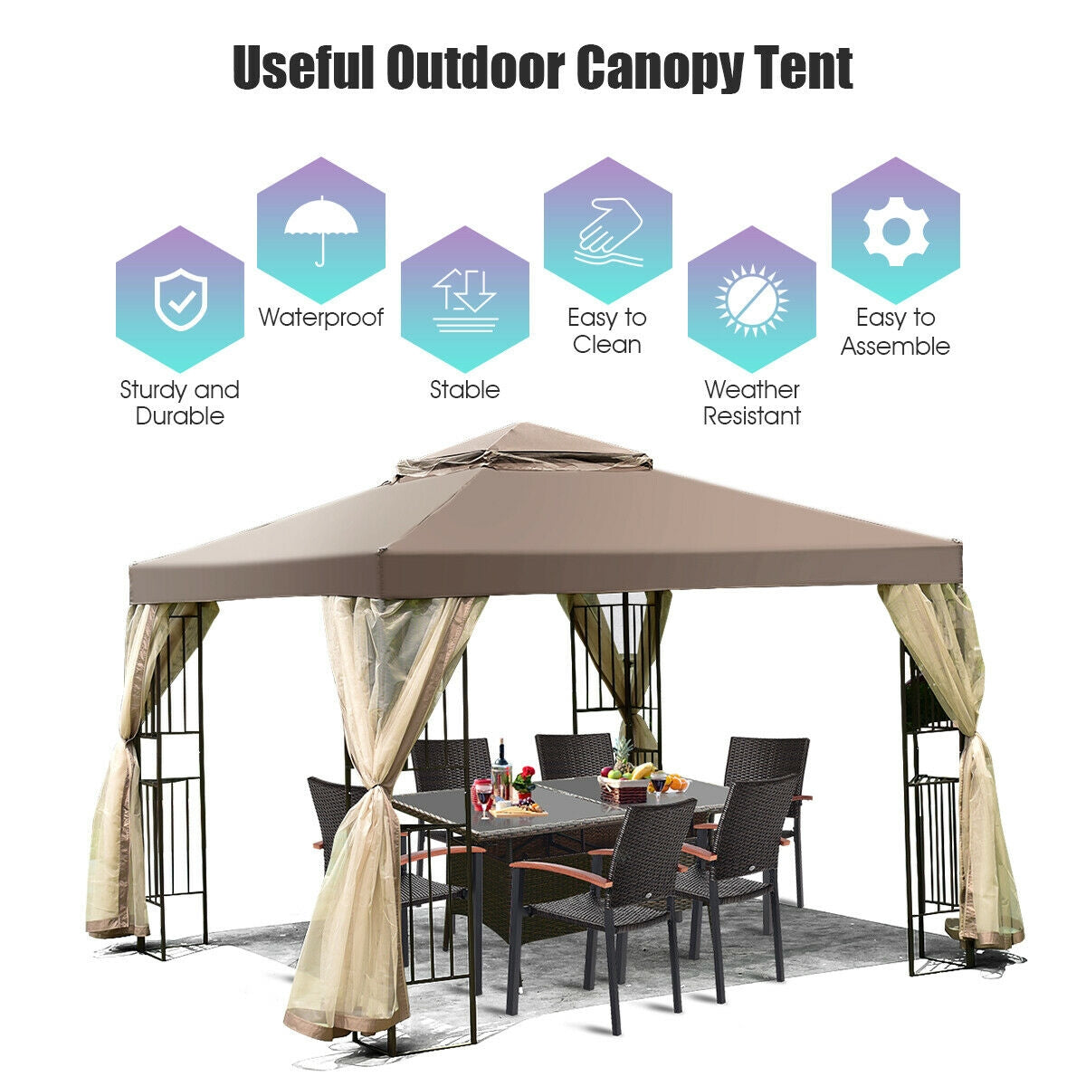 10 Feet x 10 Feet Awning Patio Screw-free Structure Canopy TentÂ