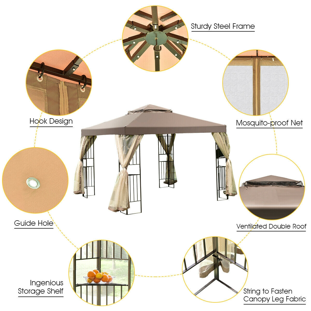 10 Feet x 10 Feet Awning Patio Screw-free Structure Canopy TentÂ
