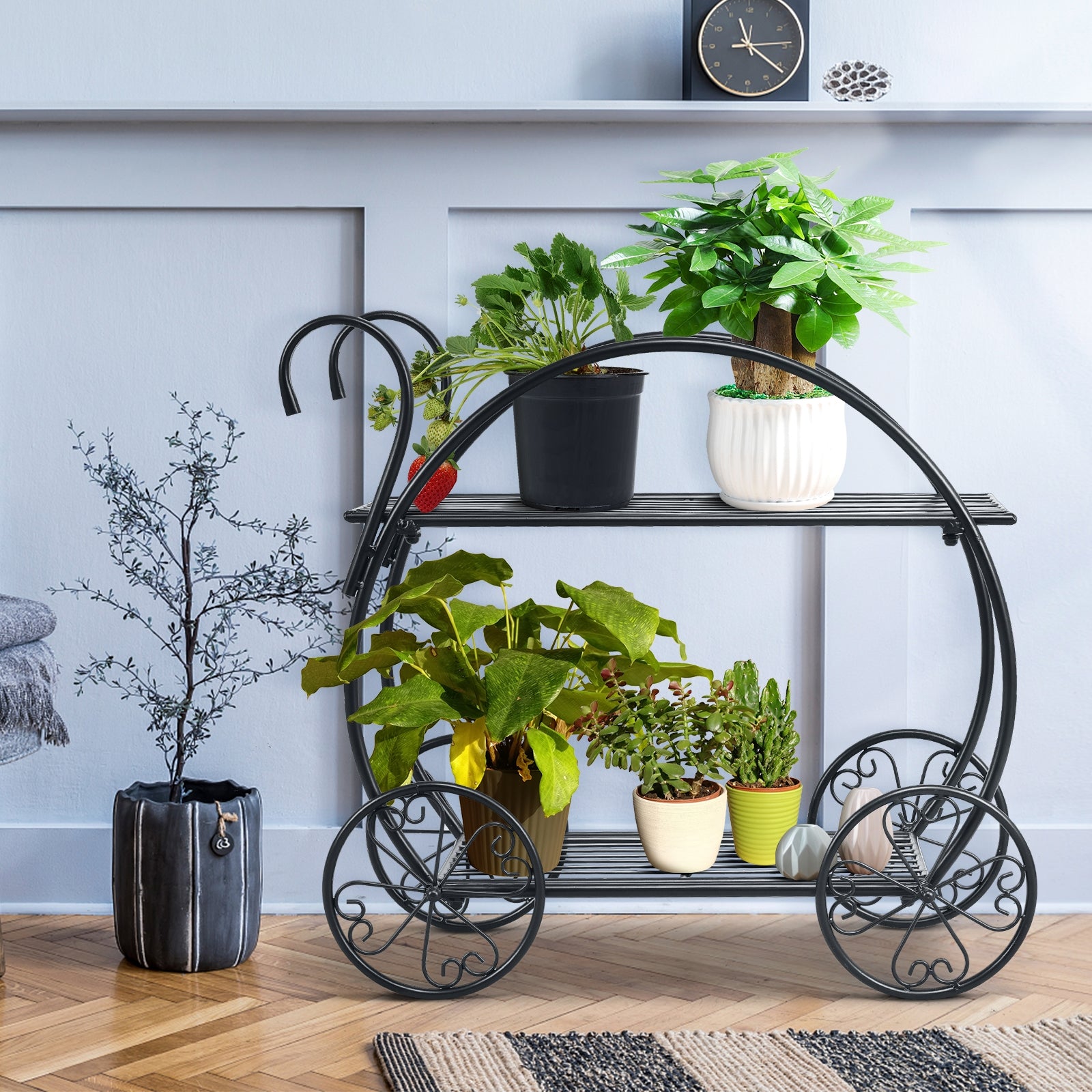 Heavy Duty Metal Flower Cart Plant StandÂ