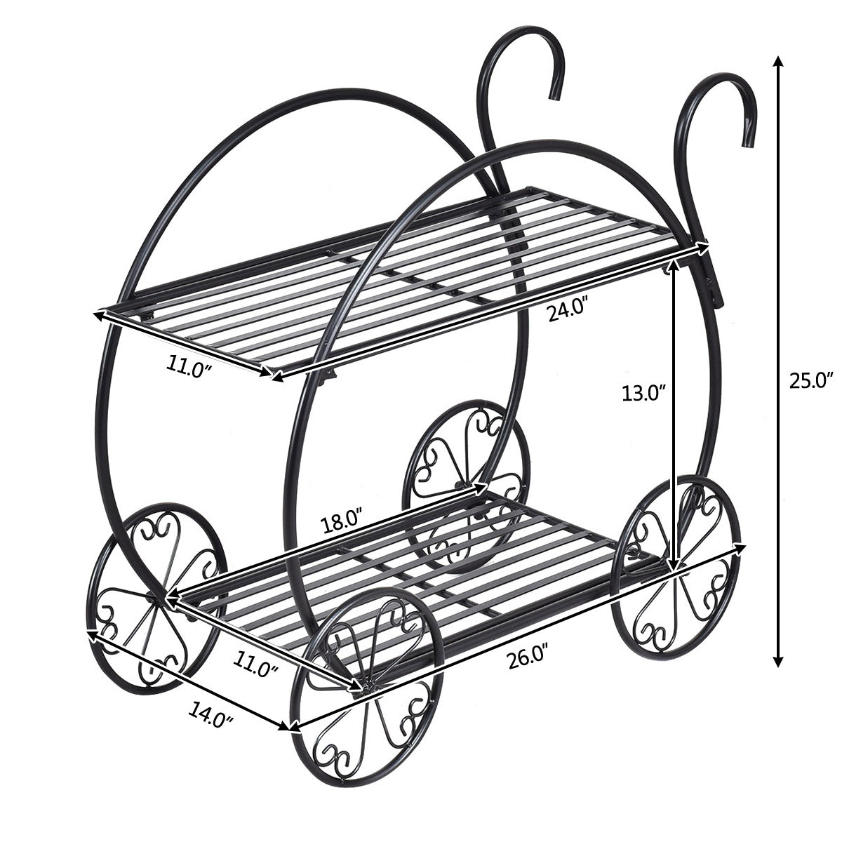 Heavy Duty Metal Flower Cart Plant StandÂ