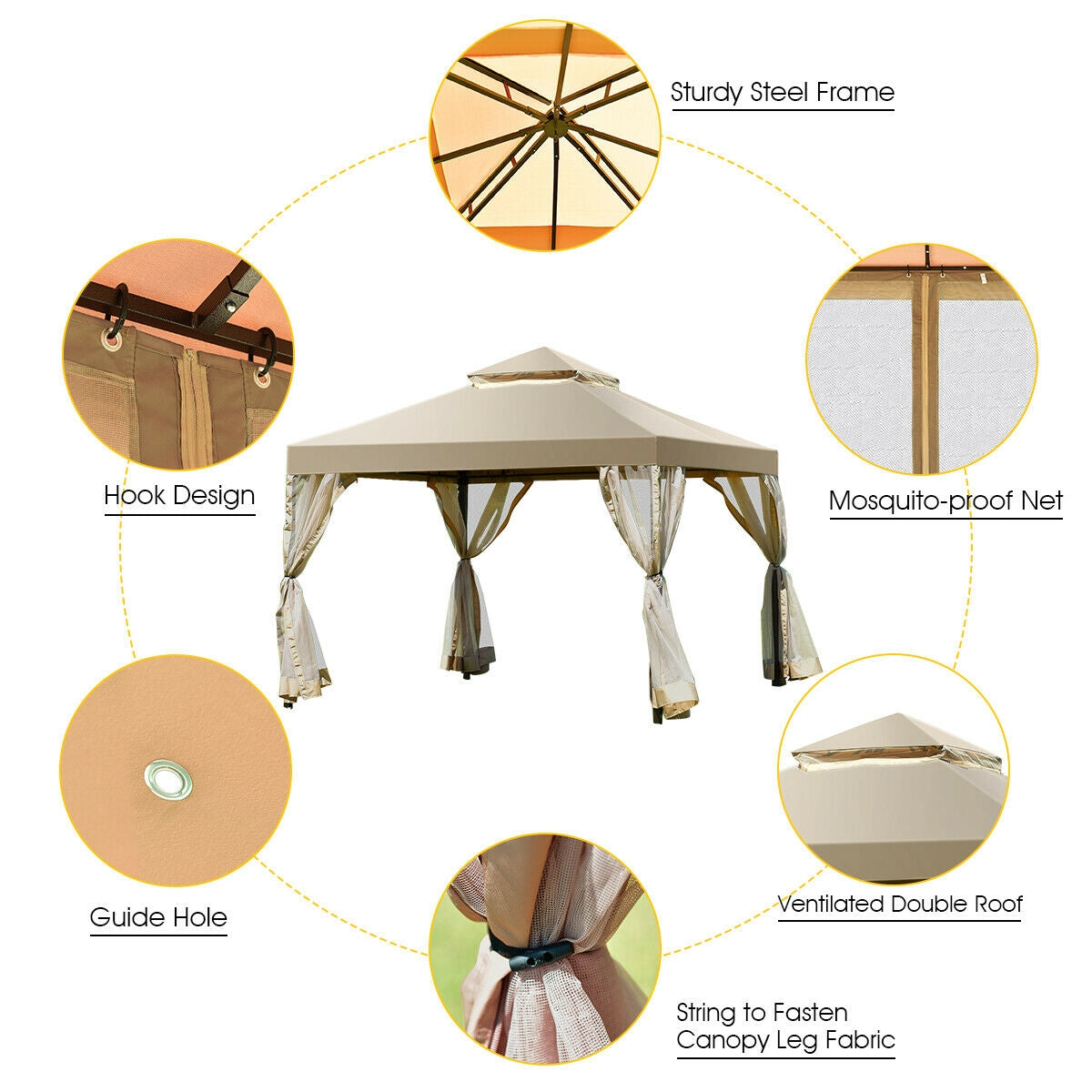 Outdoor 2-Tier 10 Feet x 10 Feet Screw-free Structure Shelter Gazebo CanopyÂ