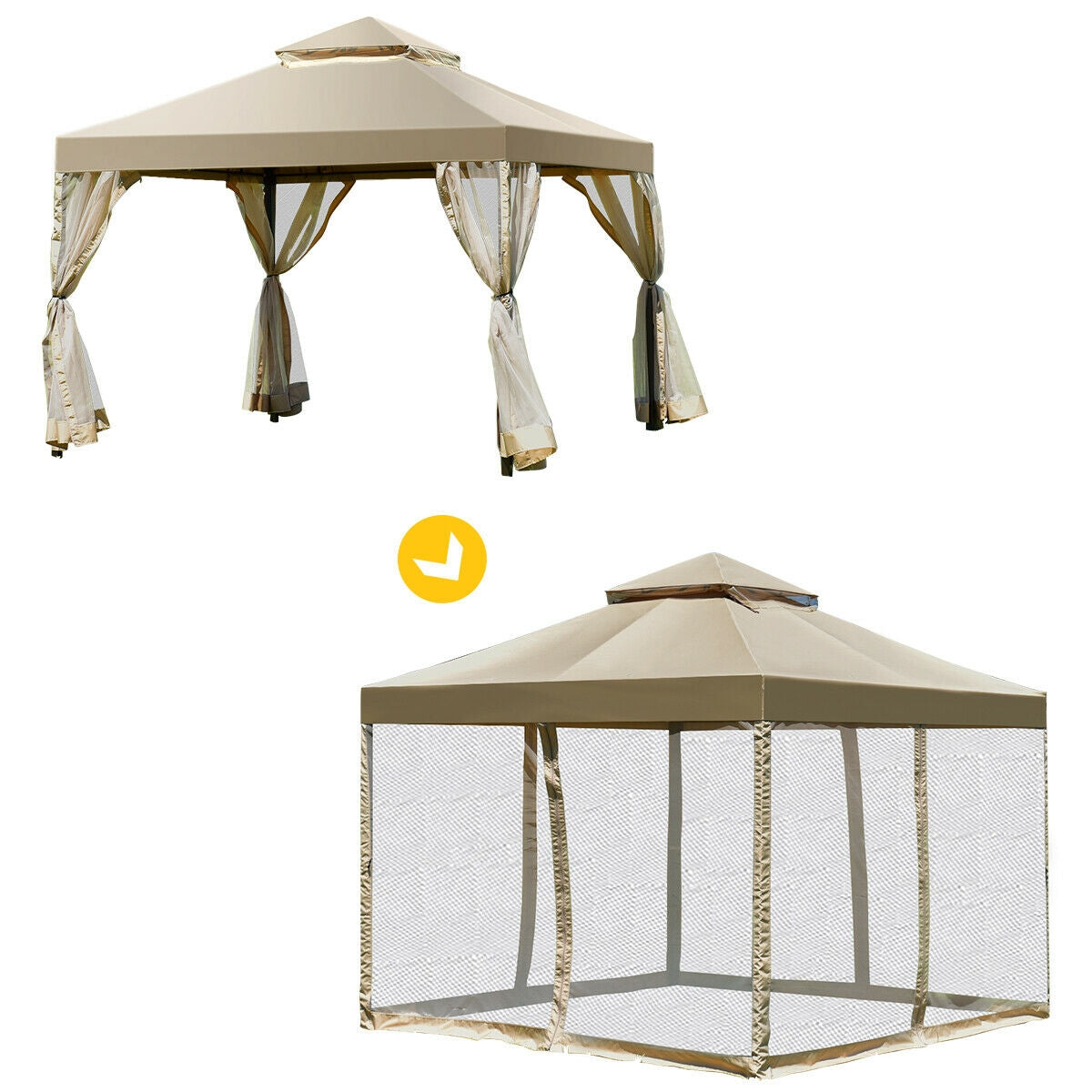 Outdoor 2-Tier 10 Feet x 10 Feet Screw-free Structure Shelter Gazebo CanopyÂ