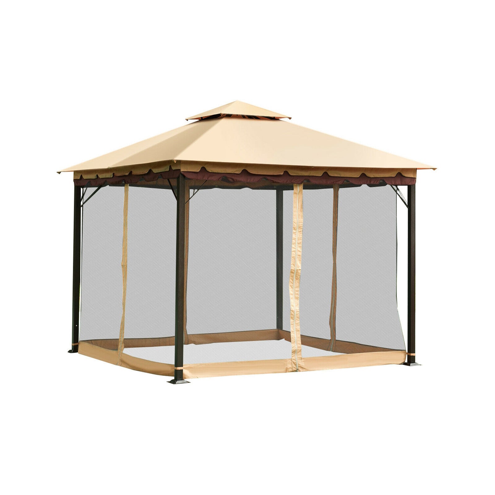2-Tier 10 x 10 Feet Patio Shelter Awning Steel Gazebo CanopyÂ