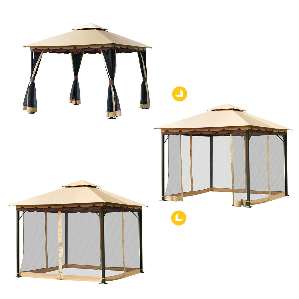 2-Tier 10 x 10 Feet Patio Shelter Awning Steel Gazebo CanopyÂ