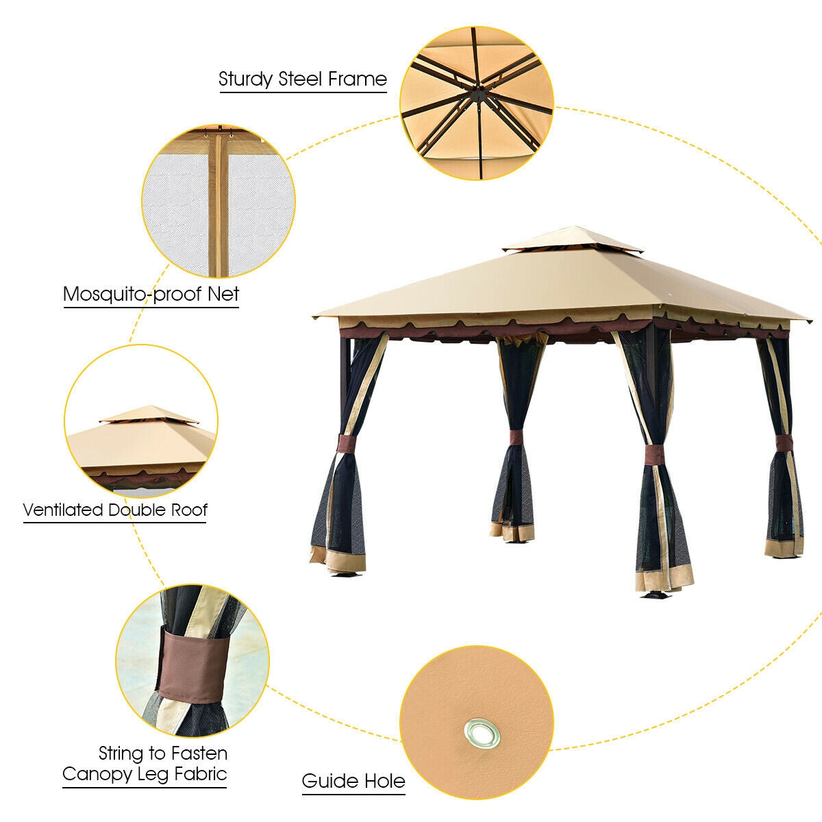 2-Tier 10 x 10 Feet Patio Shelter Awning Steel Gazebo CanopyÂ