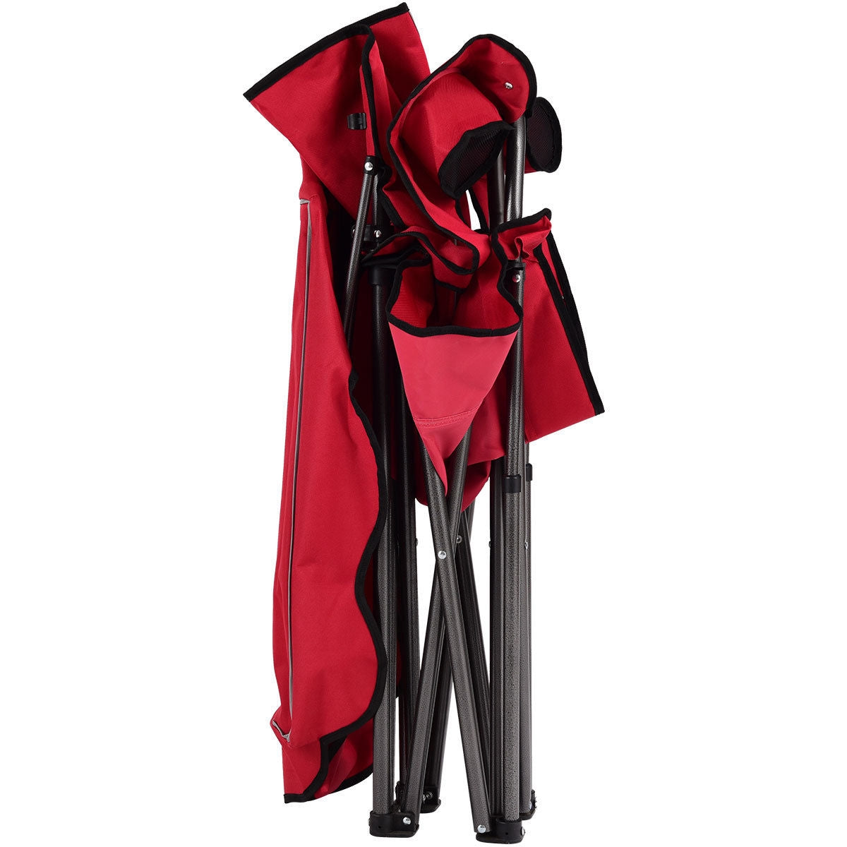 Portable Folding Beach Canopy Chair with Cup Holders-RedÂ