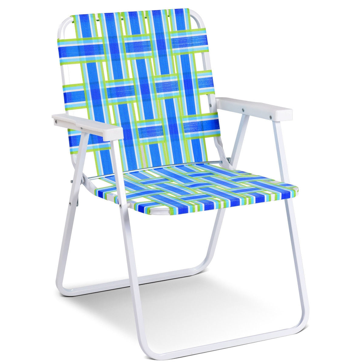 6 Pieces Folding Beach Chair Camping Lawn Webbing Chair-BlueÂ