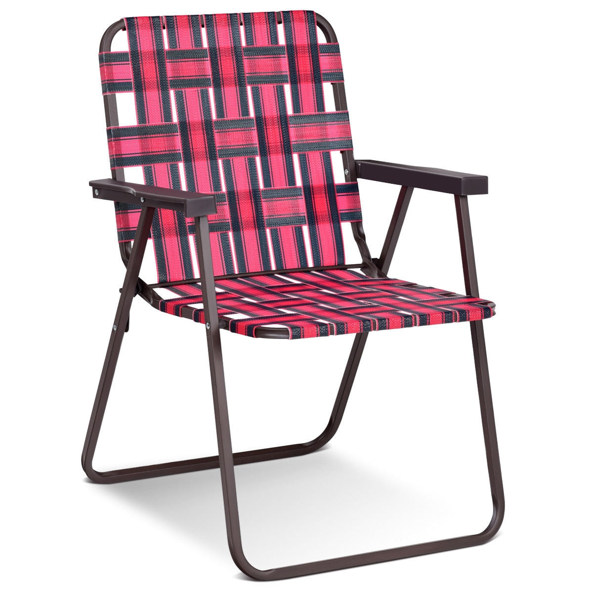 6 Pieces Folding Beach Chair Camping Lawn Webbing Chair-RedÂ
