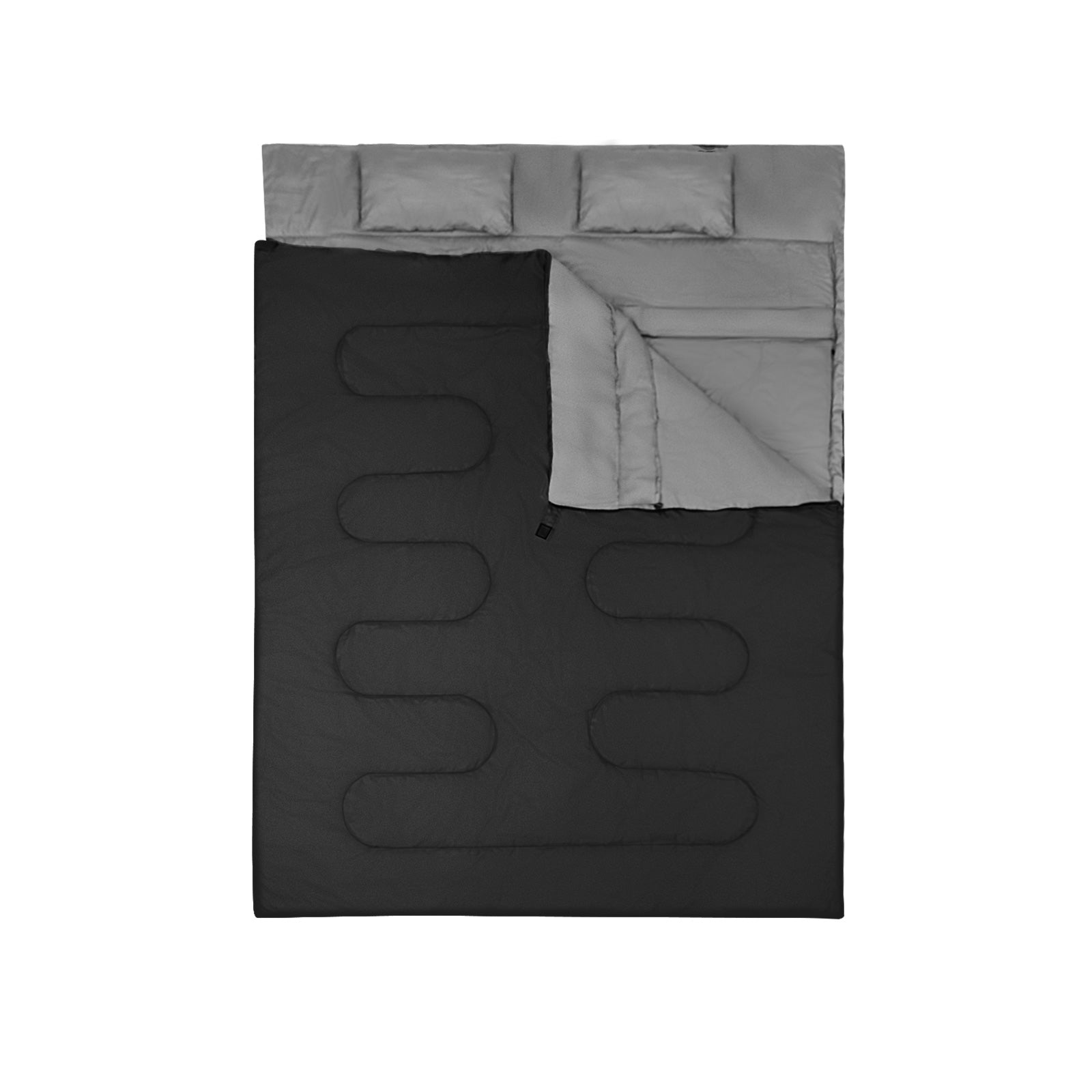 2 Person Waterproof Sleeping Bag with 2 Pillows-BlackÂ