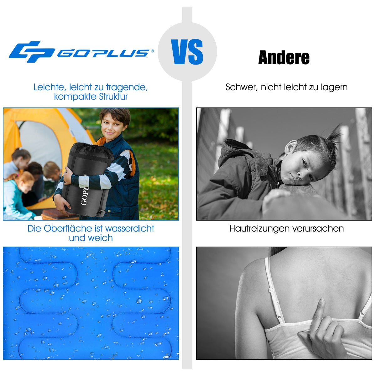 2 Person Waterproof Sleeping Bag with 2 Pillows-BlueÂ