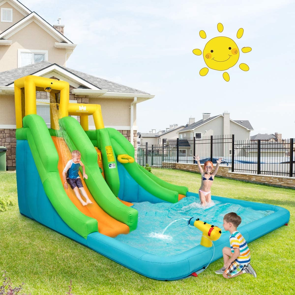 Inflatable Water Park Bounce House with Climbing WallÂ