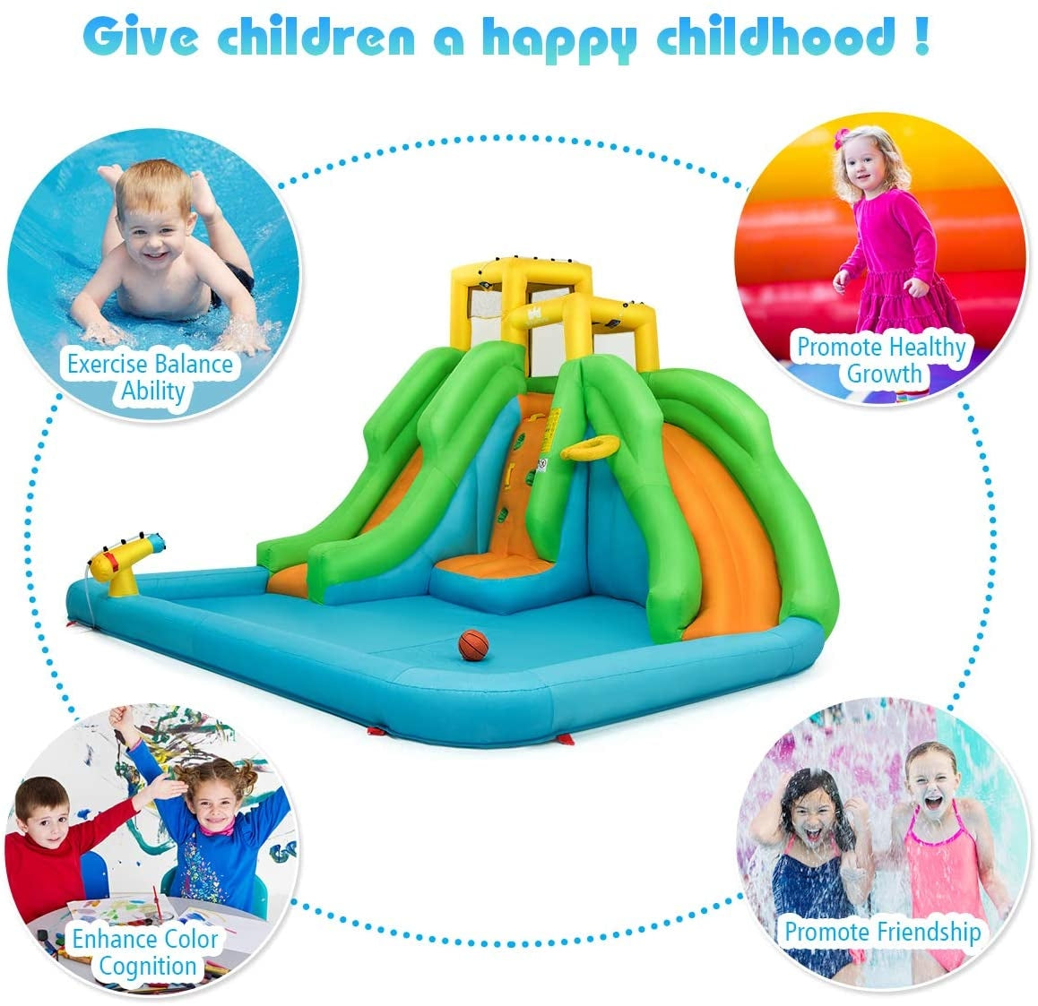 Inflatable Water Park Bounce House with Climbing WallÂ